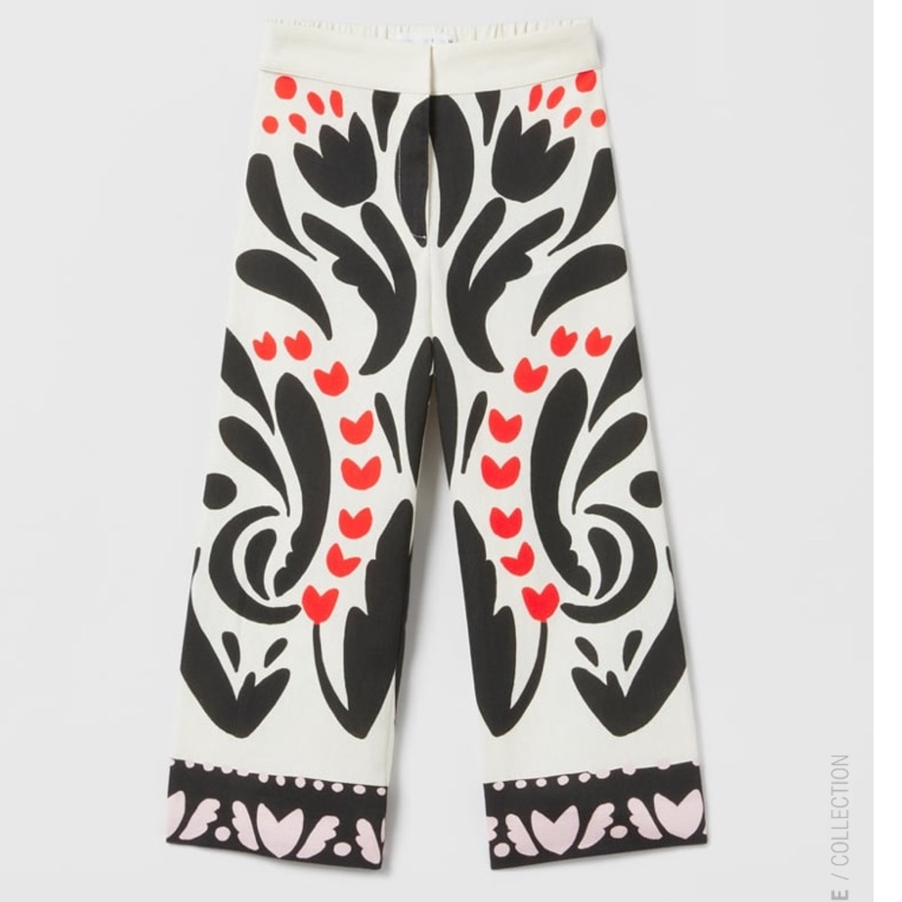 Zara Linen Blend Kids Patterned Pants